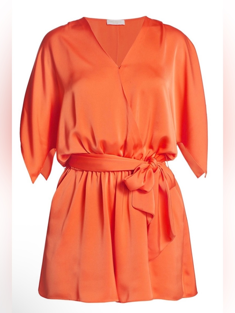 Ramy Brook Rupert Tie Waist V-neck Coral Orange Short Romper